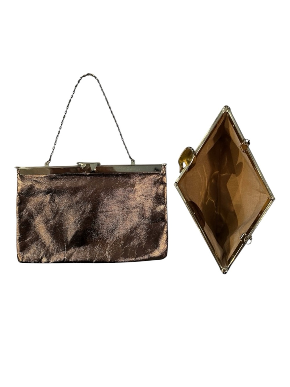 Vintage BLOCK Metallic Brown Leather Clutch